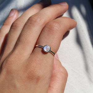 Sterling Silver Stacking Bead Moonstone Oval