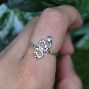 Sterling Silver Serpent Moonstone Ring