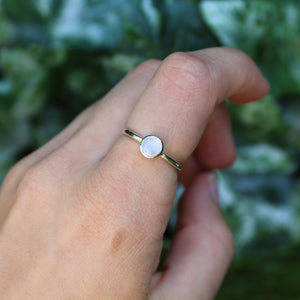 Sterling Silver Stacking Bead Moonstone Oval