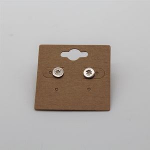 Sterling Silver Circle Star Engraved Studs