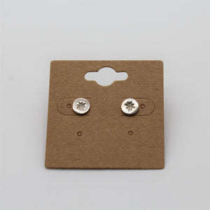 Sterling Silver Circle Star Engraved Studs