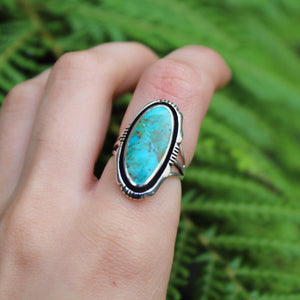 Sterling Silver Turquoise Large Slab Tribal Ring