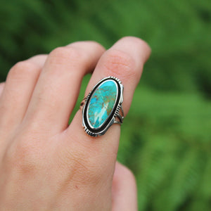 Sterling Silver Turquoise Large Slab Tribal Ring