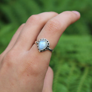 Sterling Silver Moonstone Petal Teardrop