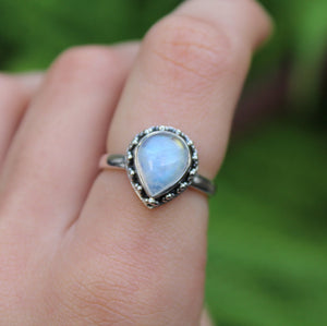 Sterling Silver Moonstone Petal Teardrop