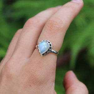 Sterling Silver Moonstone Petal Teardrop