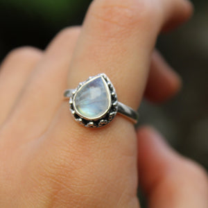 Sterling Silver Moonstone Petal Teardrop