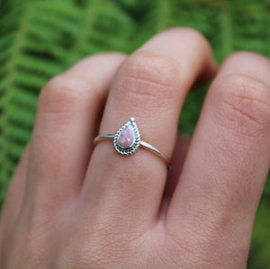 Sterling Silver Rhodochrosite Petal Stacking Ring