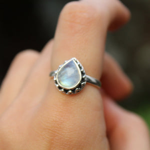 Sterling Silver Moonstone Petal Teardrop