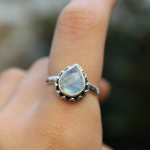 Sterling Silver Moonstone Petal Teardrop