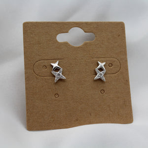 Sterling Silver Double Star Jewel Studs