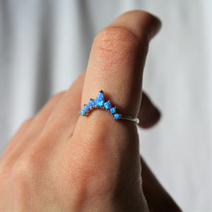 Sterling Silver Petal Stacking Blue Opal Ring