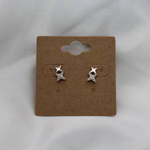 Sterling Silver Double Star Jewel Studs