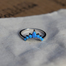 Load image into Gallery viewer, Sterling Silver Petal Stacking Blue Opal Ring
