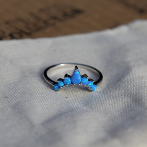 Sterling Silver Petal Stacking Blue Opal Ring