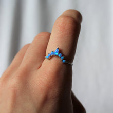 Load image into Gallery viewer, Sterling Silver Petal Stacking Blue Opal Ring
