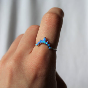 Sterling Silver Petal Stacking Blue Opal Ring