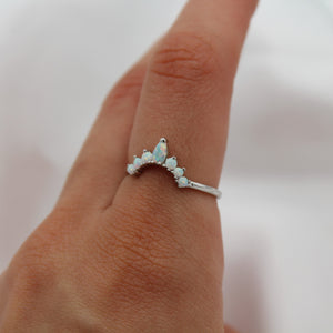 Sterling Silver Petal Stacking White Opal Ring