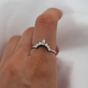 Sterling Silver Petal Stacking White Opal Ring