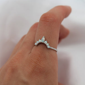 Sterling Silver Petal Stacking White Opal Ring