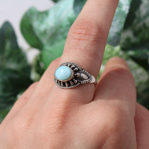 Sterling Silver Larimar Crystal Ring