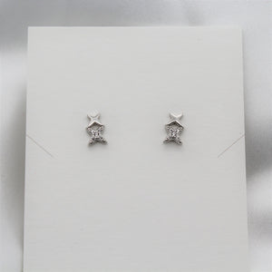 Sterling Silver Double Star Jewel Studs