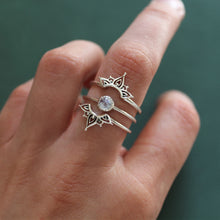 Load image into Gallery viewer, Sterling Silver Moonstone Trio Petal Henna Set
