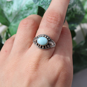 Sterling Silver Larimar Crystal Ring