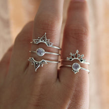 Load image into Gallery viewer, Sterling Silver Moonstone Trio Petal Henna Set
