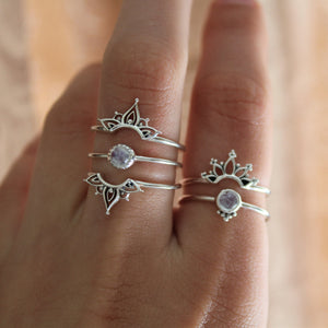 Sterling Silver Moonstone Trio Petal Henna Set