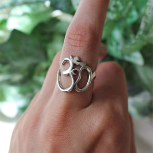 Silver Om Sign Cutout Ring