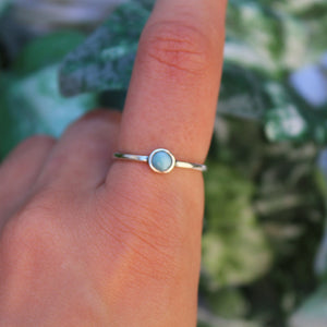 Sterling Silver Larimar Crystal Circle Ring