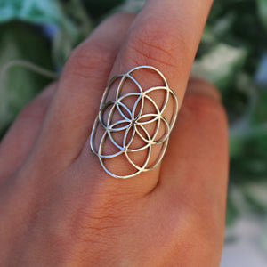 Sterling Silver Geometric Lattice Ring