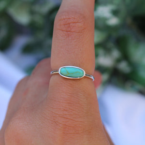 Sterling Silver Turquoise Sideways Oval Ring