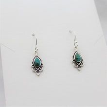 Load image into Gallery viewer, Sterling Silver Turquoise Teardrop Henna Dangle Earring
