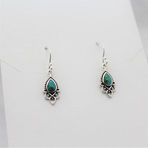 Sterling Silver Turquoise Teardrop Henna Dangle Earring