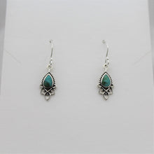 Load image into Gallery viewer, Sterling Silver Turquoise Teardrop Henna Dangle Earring
