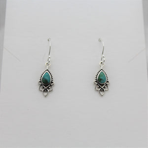 Sterling Silver Turquoise Teardrop Henna Dangle Earring