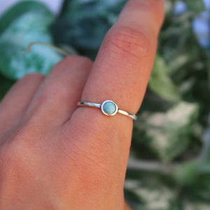 Sterling Silver Larimar Crystal Circle Ring