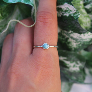 Sterling Silver Larimar Crystal Circle Ring