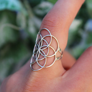 Sterling Silver Geometric Lattice Ring