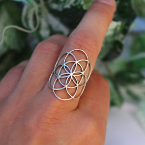 Sterling Silver Geometric Lattice Ring