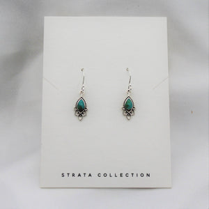 Sterling Silver Turquoise Teardrop Henna Dangle Earring