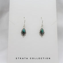 Load image into Gallery viewer, Sterling Silver Turquoise Teardrop Henna Dangle Earring
