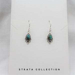 Sterling Silver Turquoise Teardrop Henna Dangle Earring