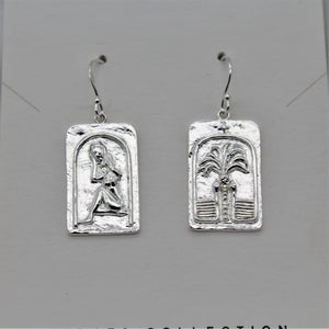 Sterling Silver Palm Tree Slab Boho Dangle Earring