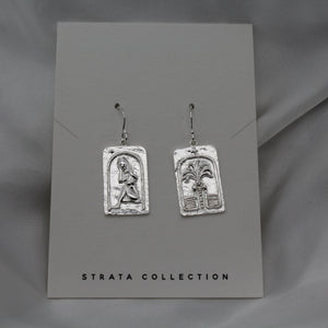 Sterling Silver Palm Tree Slab Boho Dangle Earring