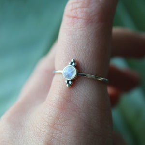 Moonstone Oval Stacking Trio Dot Ring