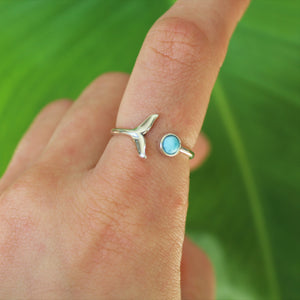 Sterling Silver Larimar Whale Ring