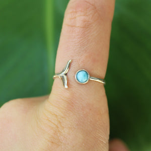 Sterling Silver Larimar Whale Ring